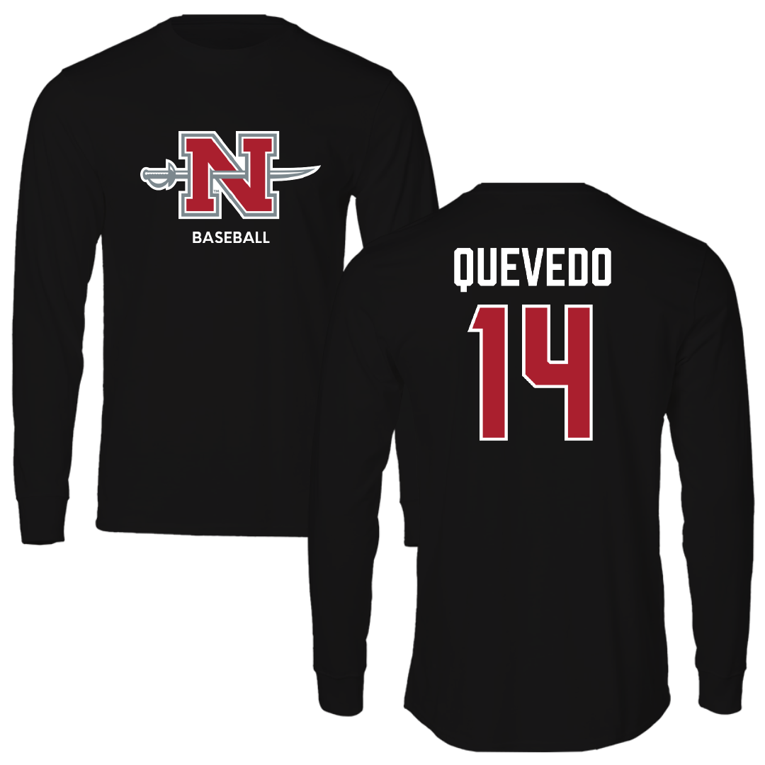 Nicholls State University Baseball Black Mascot Performance Long Sleeve - #14 Michael Quevedo