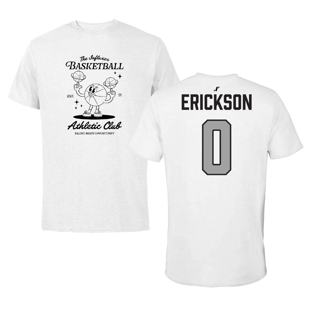 Basketball (M) White Influxer Athletic Club Tee - #0 Hunter Erickson