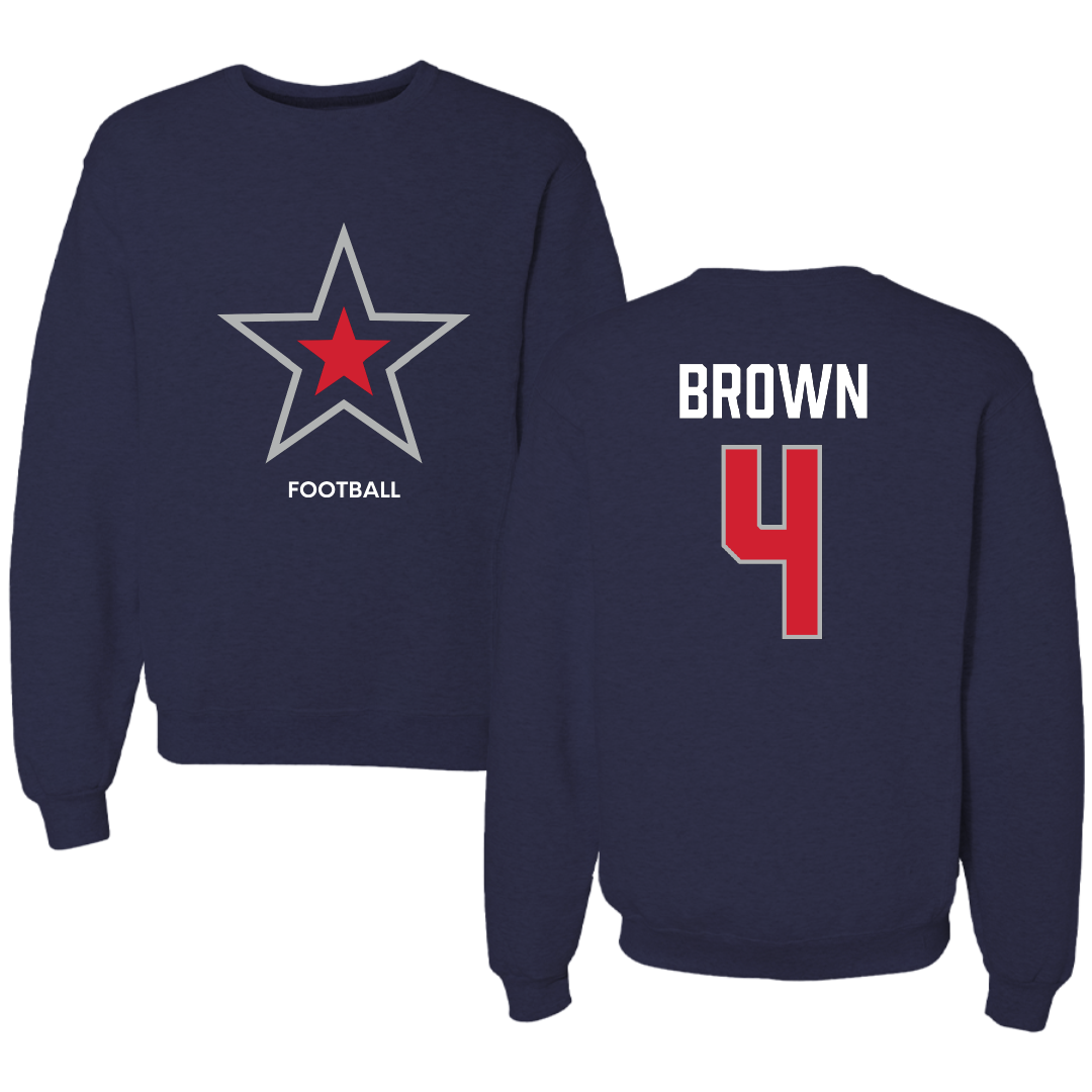 Robert Morris University Football Navy Mascot Crewneck - #4 Tony Brown