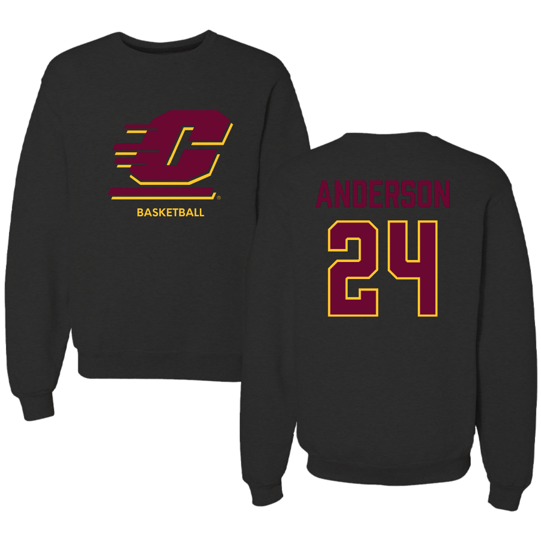 Central Michigan University Basketball (W) Black Crewneck - #24 Taylor Anderson