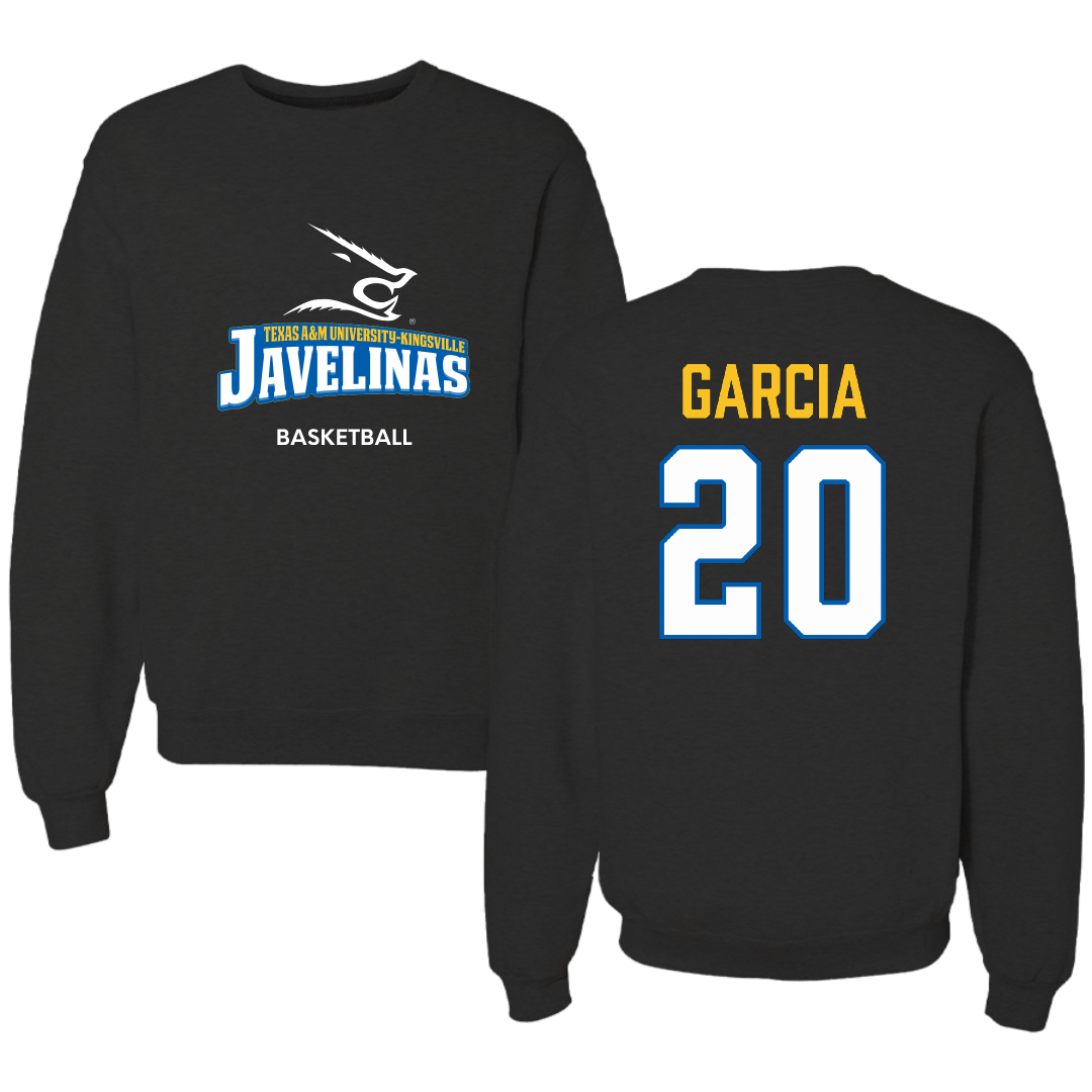 Texas A&M University-Kingsville Basketball (M) Black Crewneck - #20 Nathan Garcia
