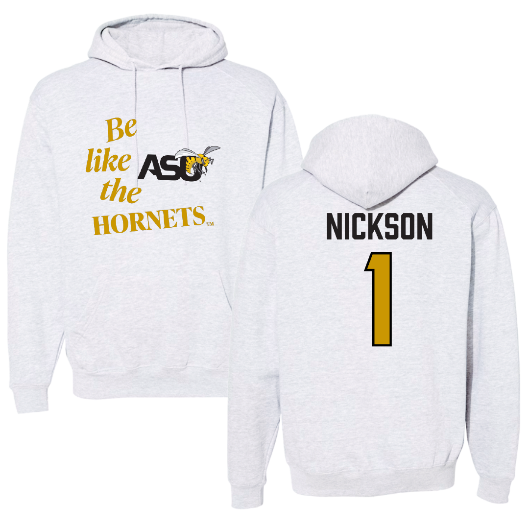 Alabama State University Football Light Gray Be Like Us Hoodie - #1 Willie Nickson