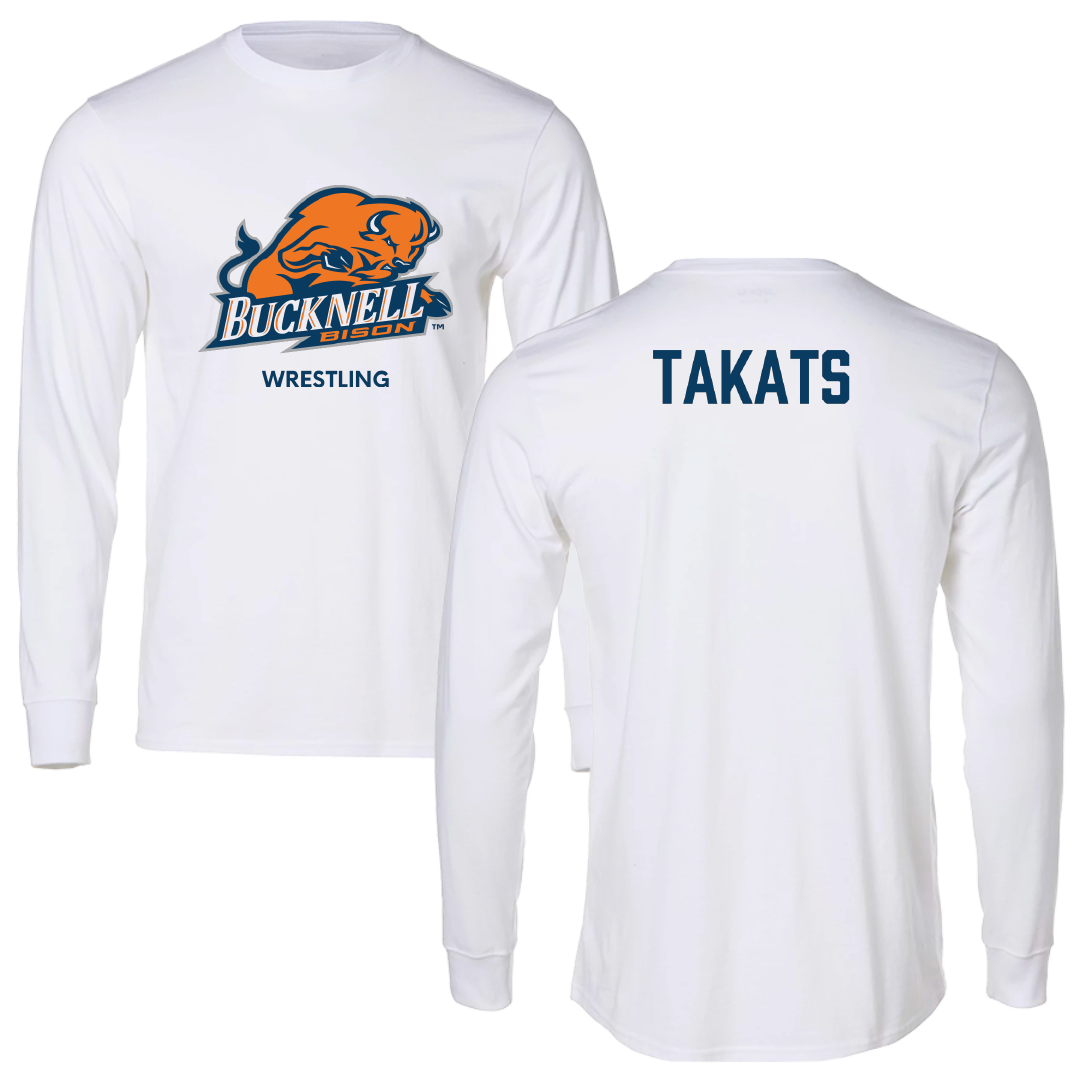 Bucknell University Wrestling (M) White Long Sleeve - Myles Takats