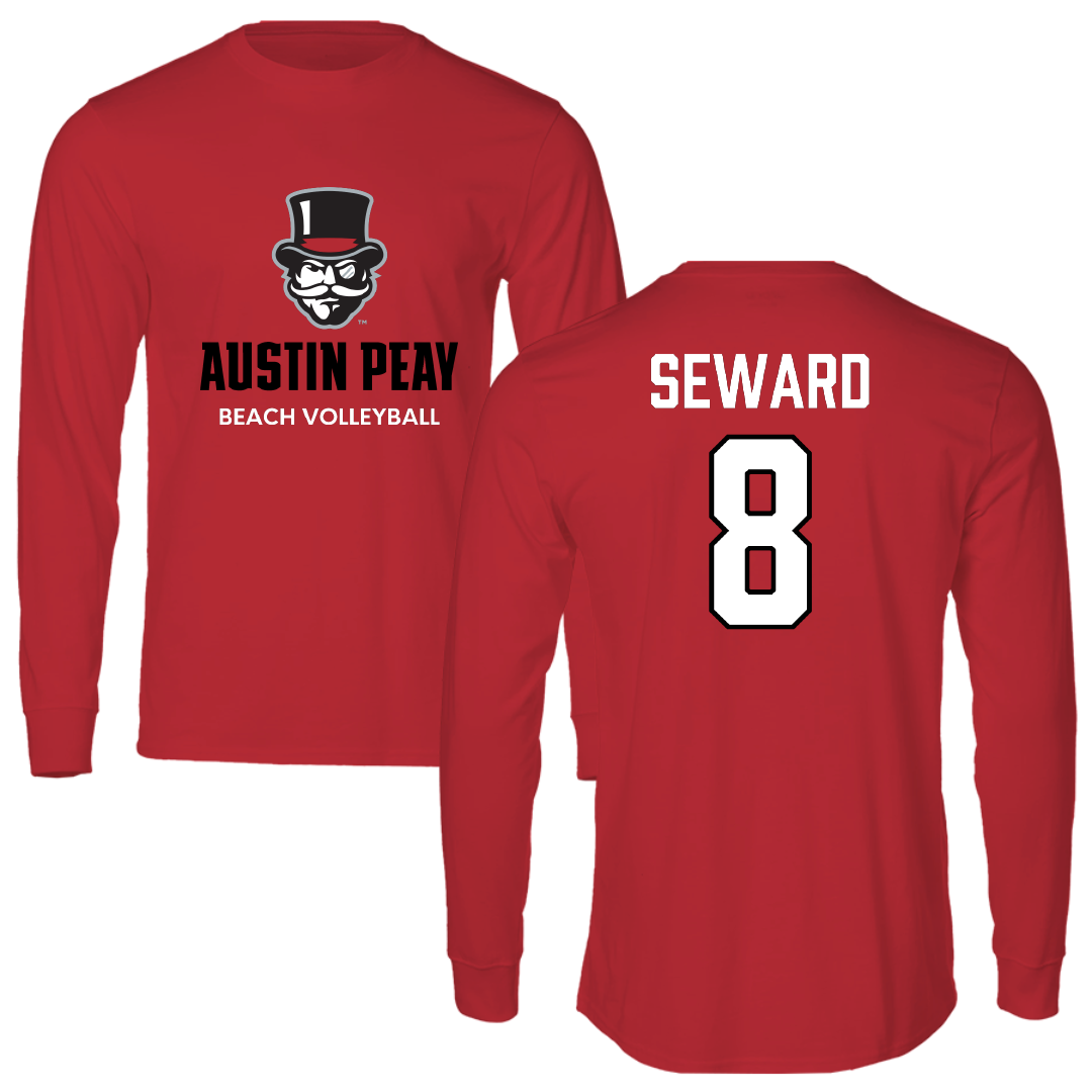 Austin Peay State University Beach Volleyball Red Mascot Performance Long Sleeve - #8 Jamie Seward
