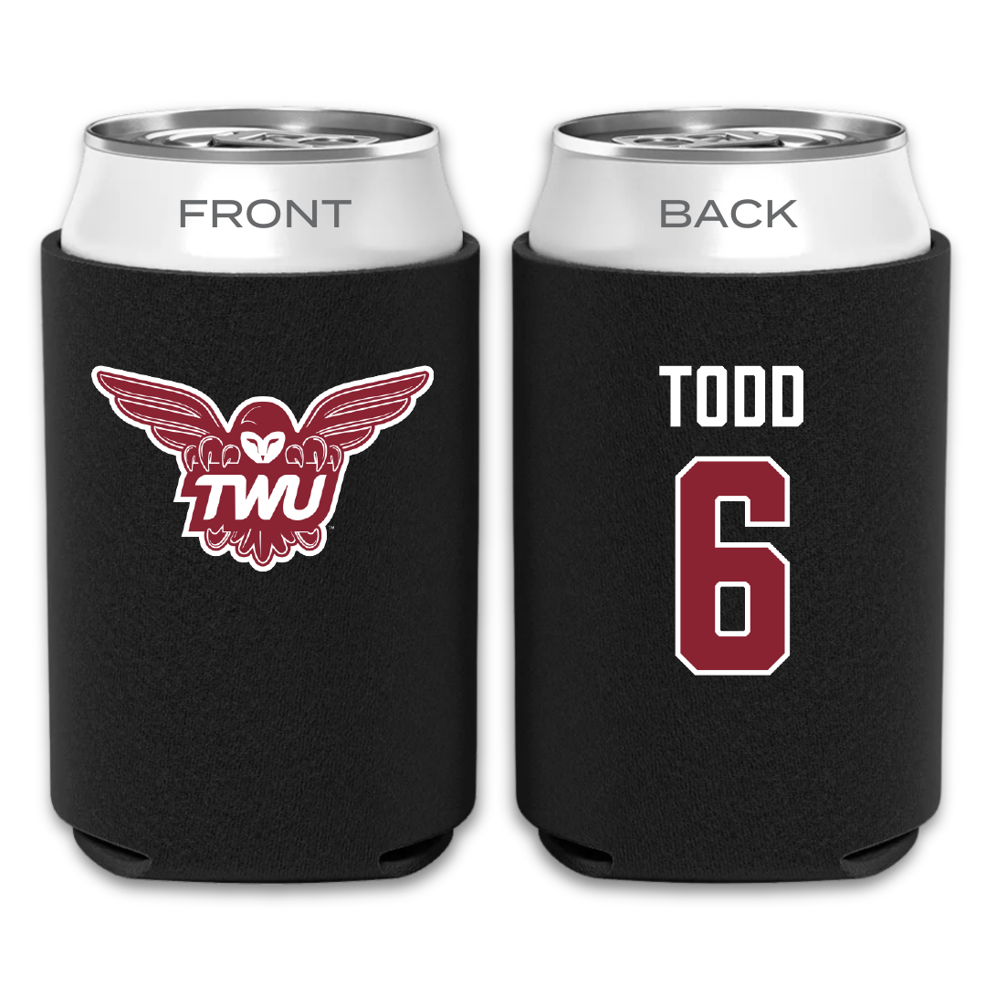 Texas Woman's University Softball Black Can Cooler - #6 Riley Todd