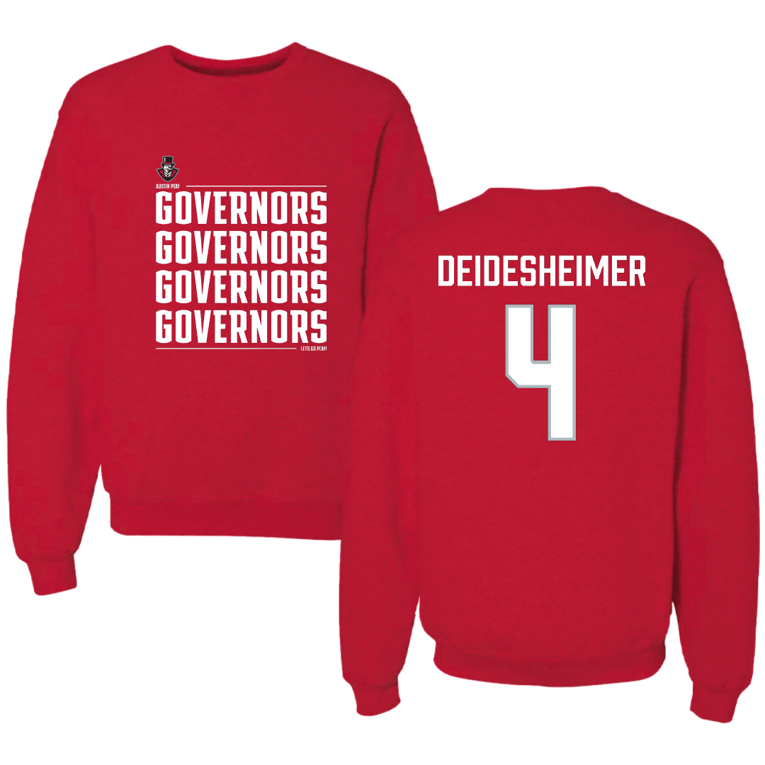 Austin Peay State University Beach Volleyball Red General Crewneck - #4 Payton Deidesheimer