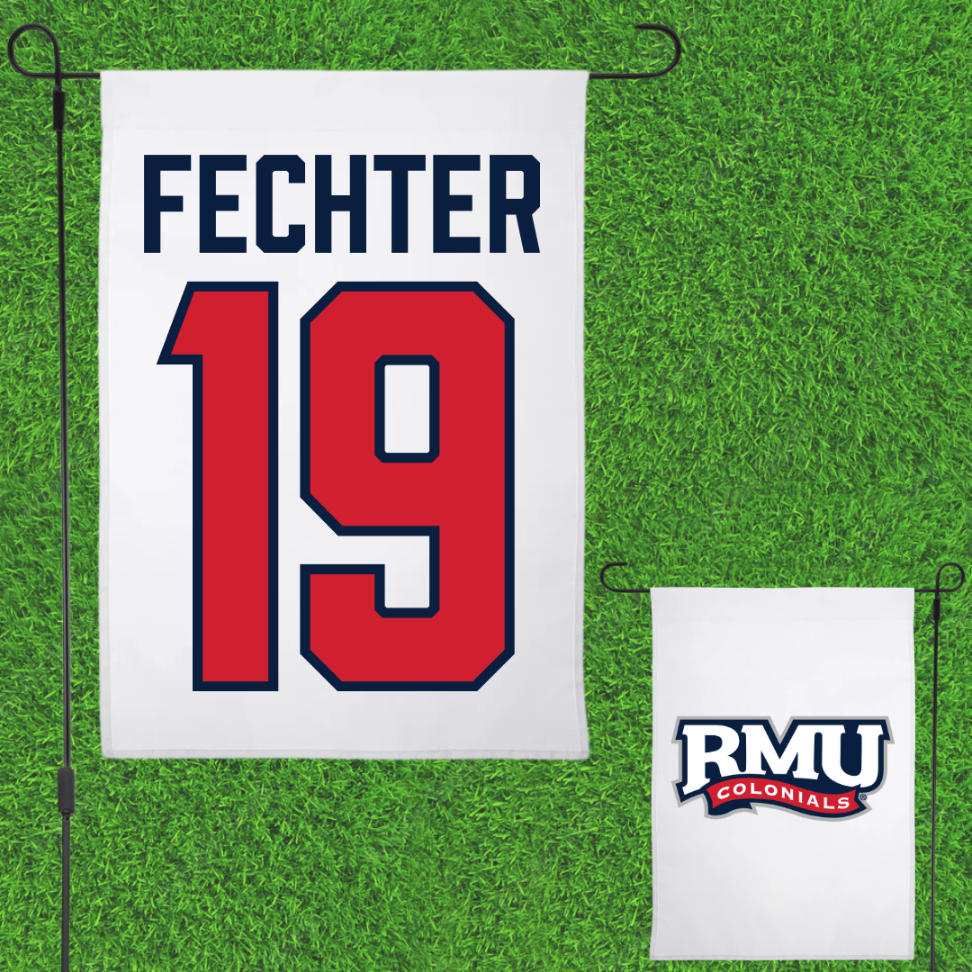 Robert Morris University Lacrosse White Garden Flag - #19 Nate Fechter