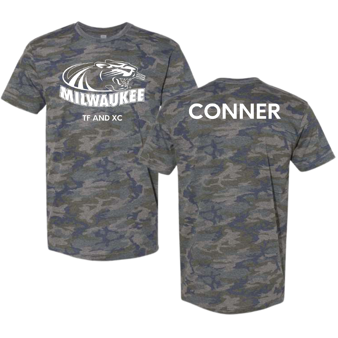 University of Wisconsin-Milwaukee TF and XC Vintage Camo Tee - Claudia Conner