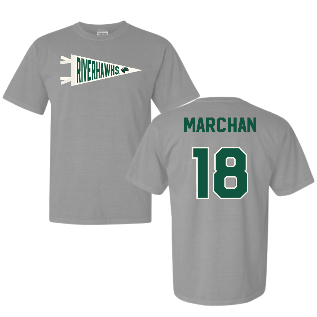 Northeastern State University Soccer Light Gray Pennant Comfort Colors Tee - #18 Edson Marchan