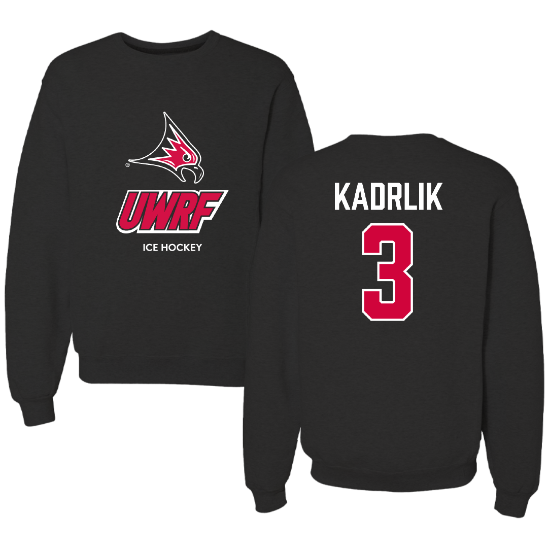 University of Wisconsin-River Falls Ice Hockey (W) Black Crewneck - #3 Madison Kadrlik