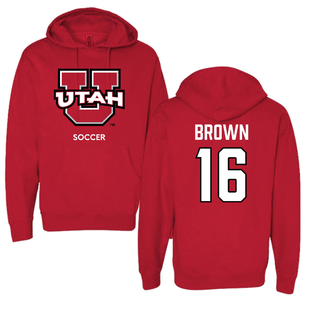 University of Utah Soccer (W) Red Utes Hoodie - #16 Courtney Brown