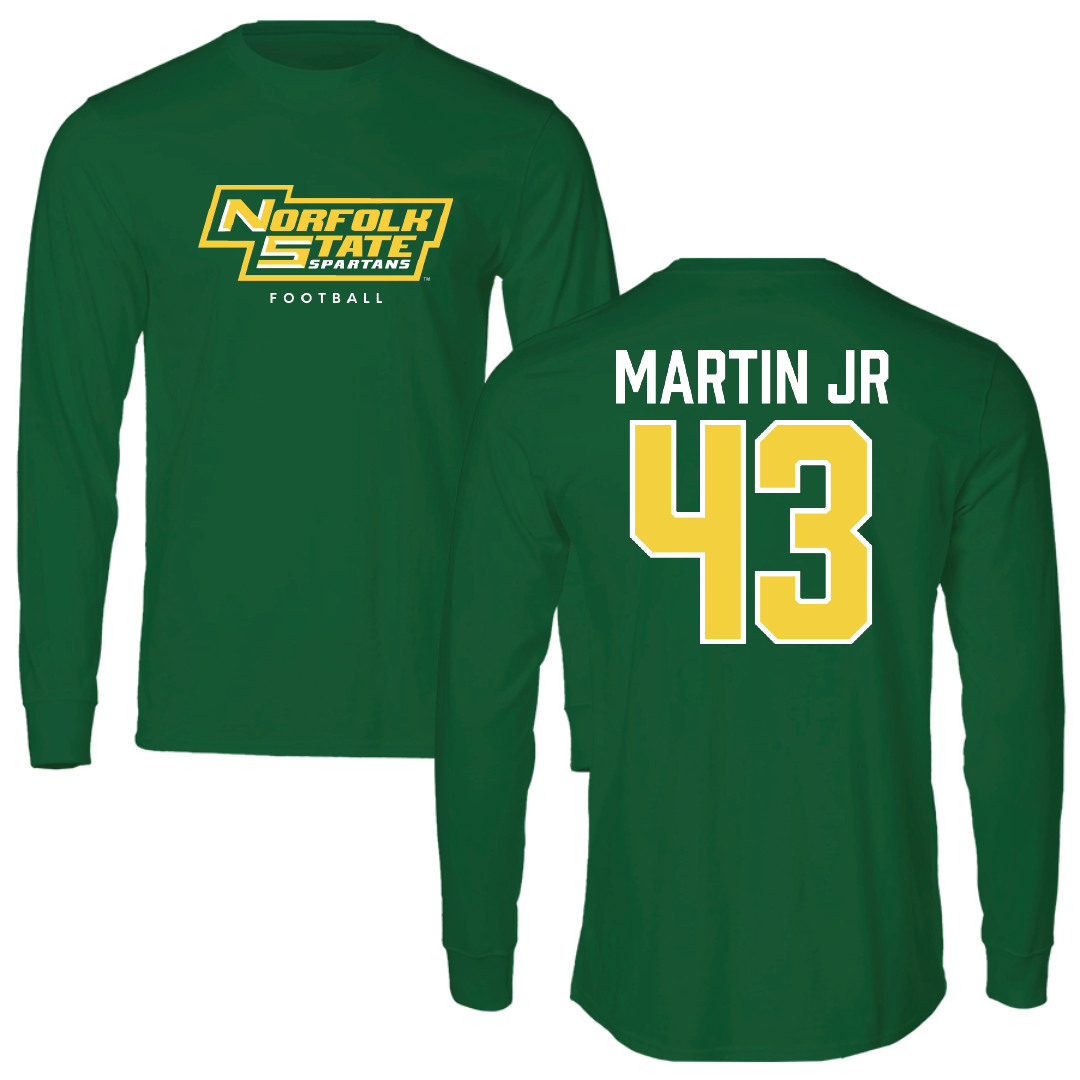 Norfolk State University Football Kelly Green Long Sleeve - #43 Richard Martin Jr