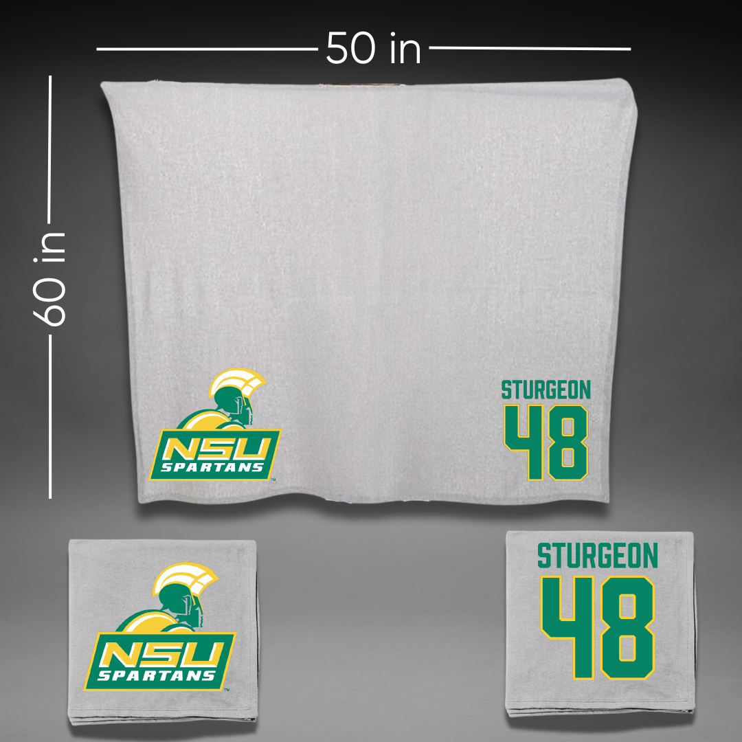 Norfolk State University Baseball Gray Blanket - #48 CC Sturgeon