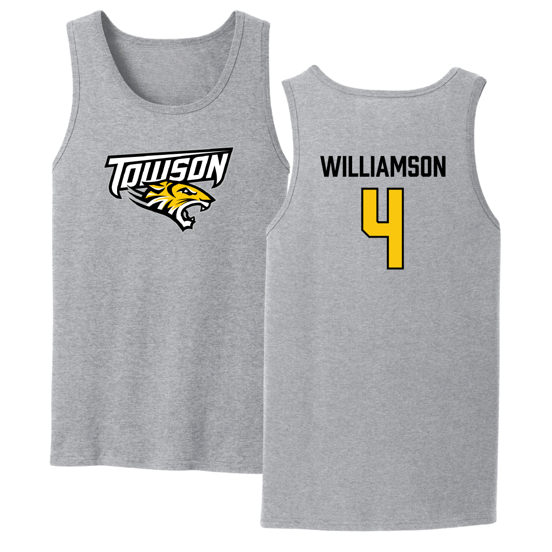 Towson University Basketball Sport Gray Tank Top - #4 Dylan Williamson