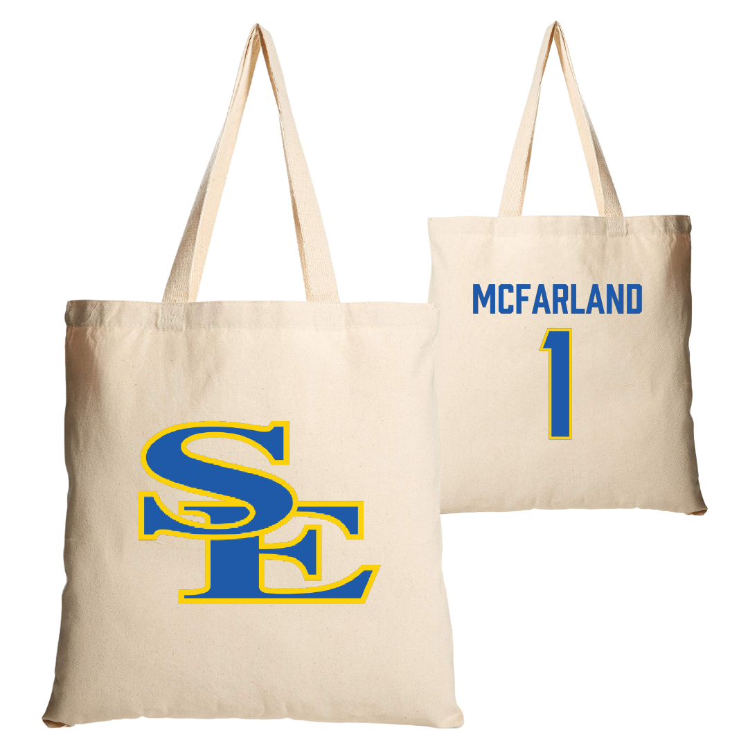 Southeastern Oklahoma State University Volleyball (W) Tan Canvas Tote Bag - #1 Riley McFarland