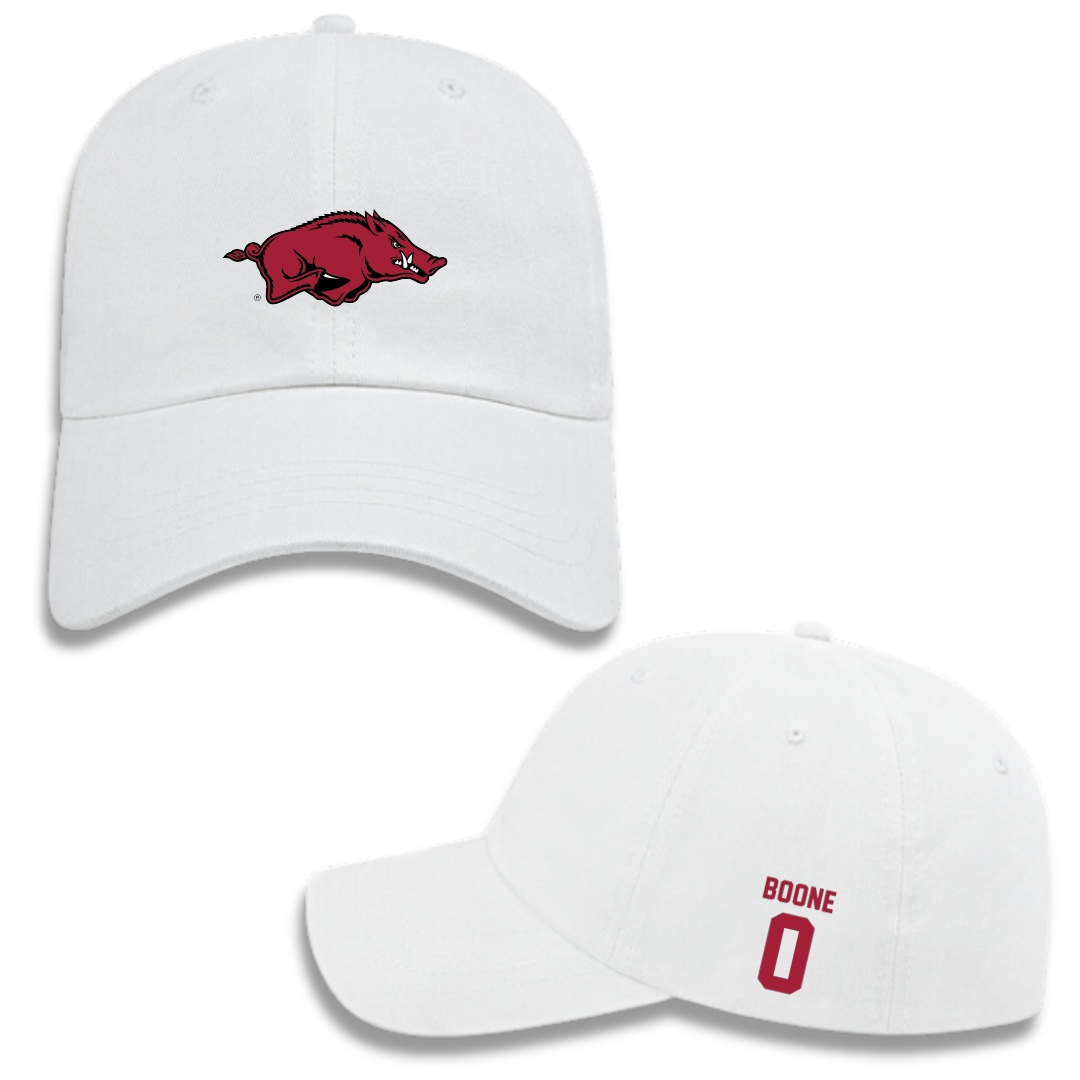 University of Arkansas Football White Hat - #0 Justus Boone