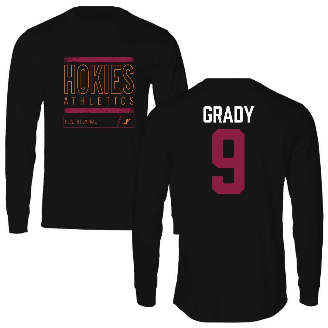 Virginia Tech Baseball Black Dominate Performance Long Sleeve - #9 Clay Grady