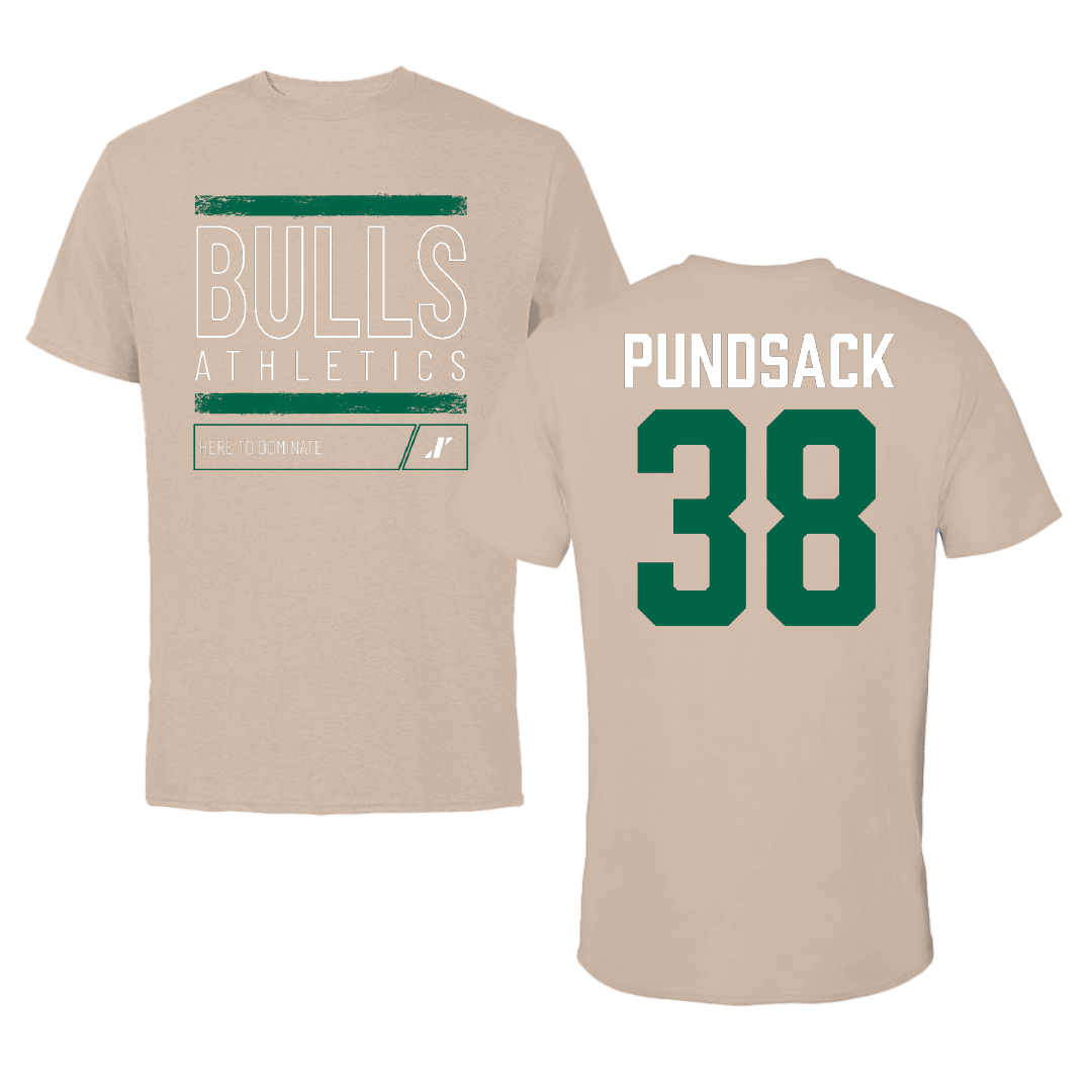 University of South Florida Baseball Tan Dominate Tee - #38 Caleb Pundsack