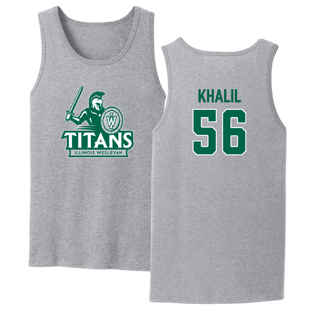 Illinois Wesleyan University Football Sport Gray Tank Top - #56 Mo Khalil