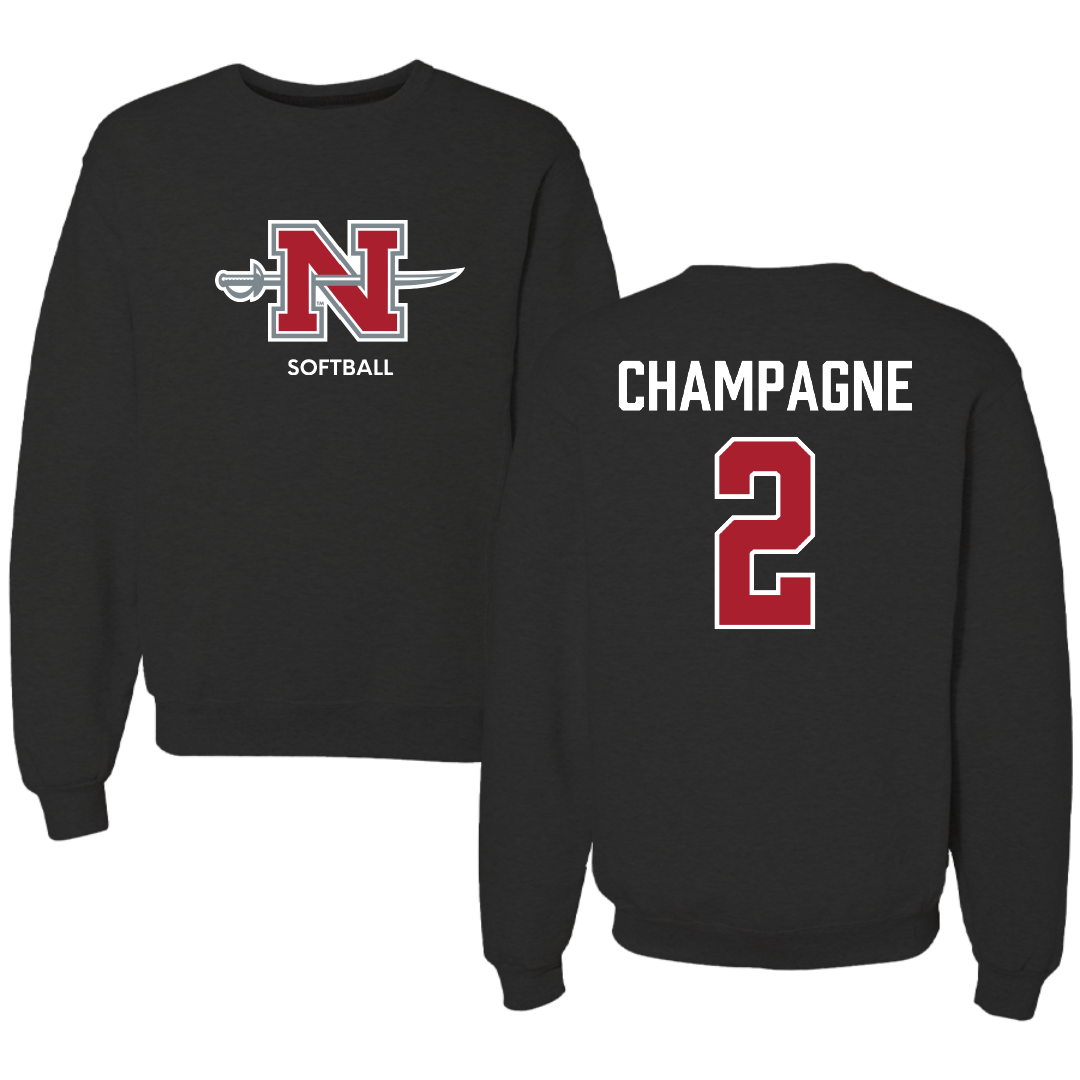Nicholls State University Softball Black Mascot Crewneck - #2 Mckenzie Champagne