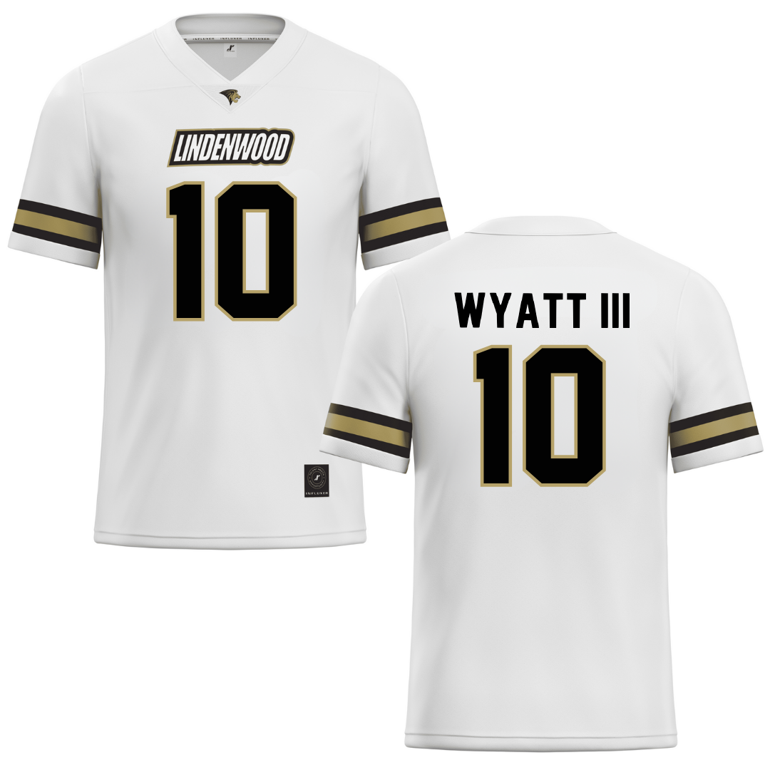 Lindenwood University White Football Jersey - #10 Jacques Wyatt III