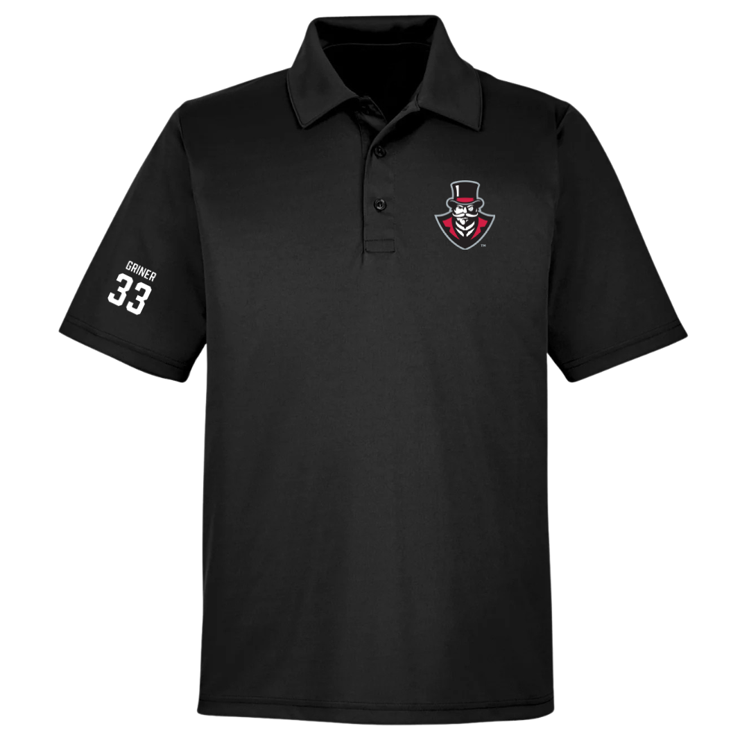Austin Peay State University Football Black Polo - #33 Jackson Griner