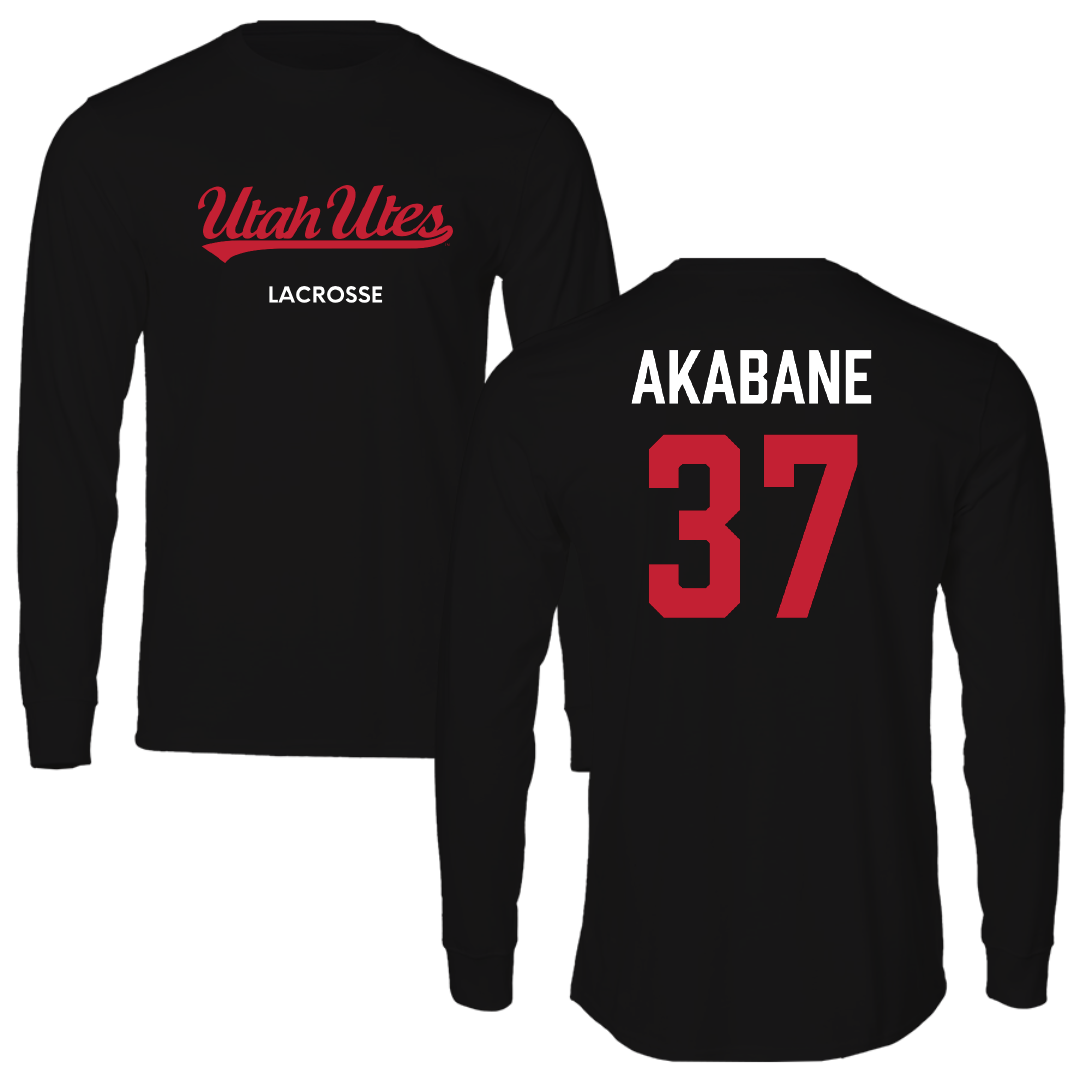 University of Utah Lacrosse (M) Black Utes Long Sleeve - #37 Trey Akabane