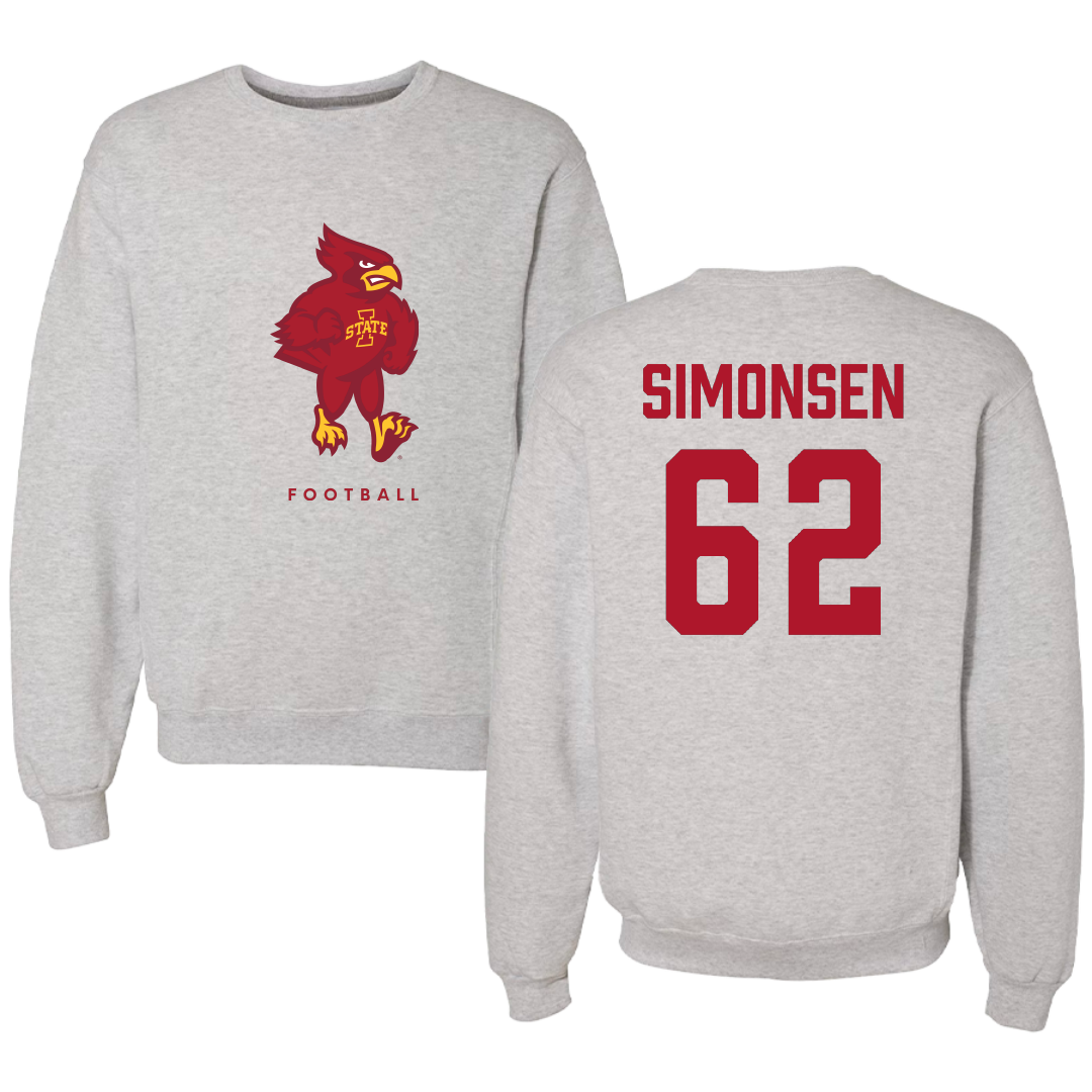 Iowa State University Football Gray Crewneck - #62 Braden Simonsen