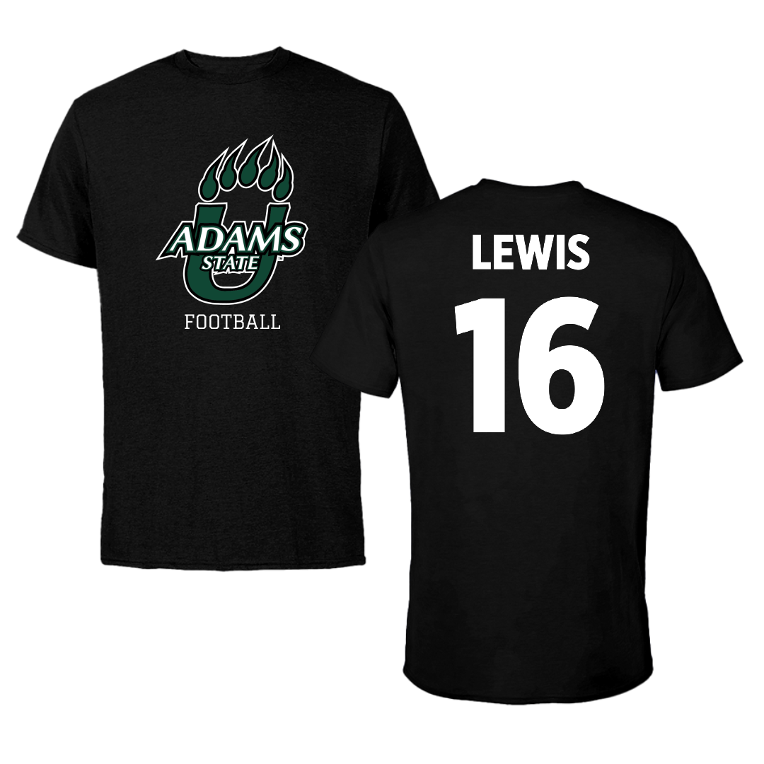 Adams State University Football Black State Tee - #16 Jett Lewis