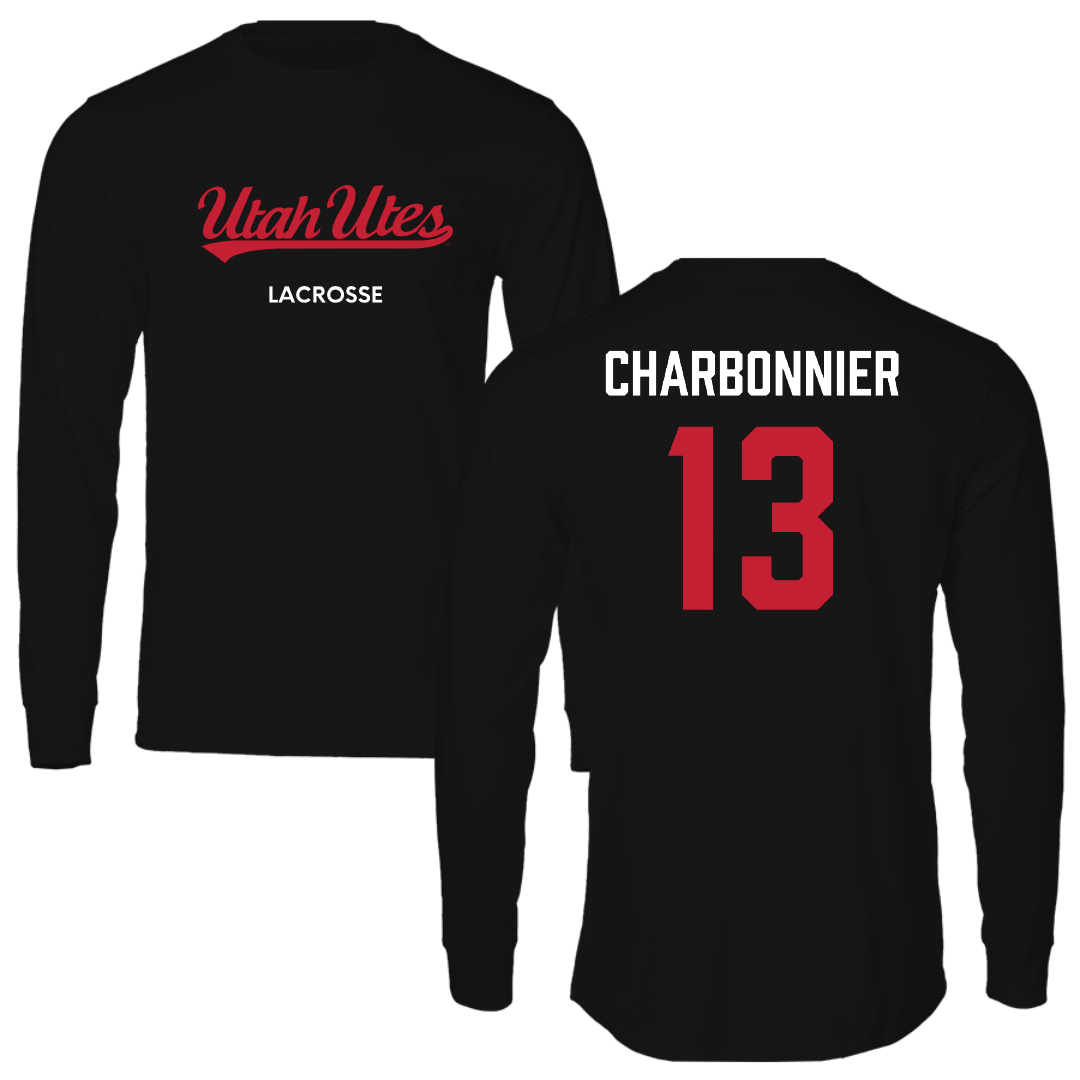 University of Utah Lacrosse (M) Black Utes Performance Long Sleeve - #13 Luc Charbonnier