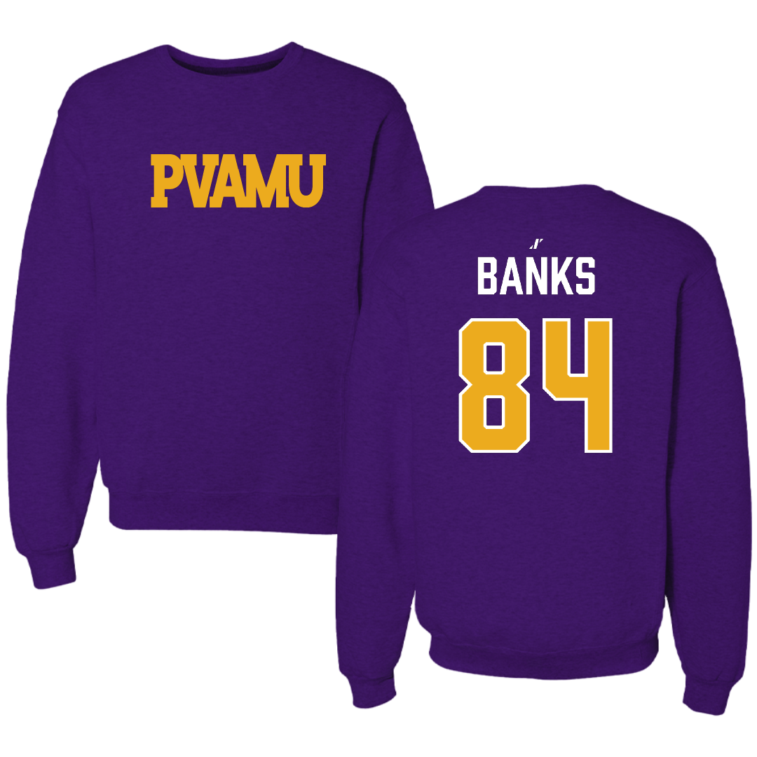 Prairie View A&M University Football Purple Crewneck - #84 Ja’koby Banks