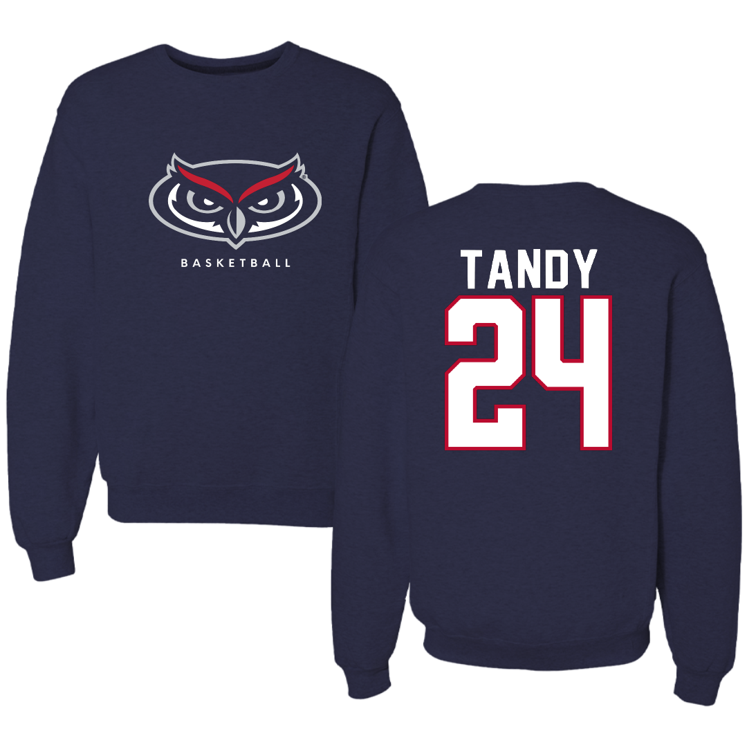 Florida Atlantic University Basketball Navy Mascot Crewneck - #24 Dekeyvan Tandy