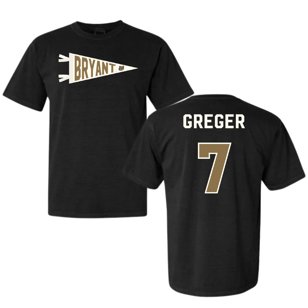 Bryant University Baseball Black Pennant Comfort Colors Tee - #7 Gavin Greger