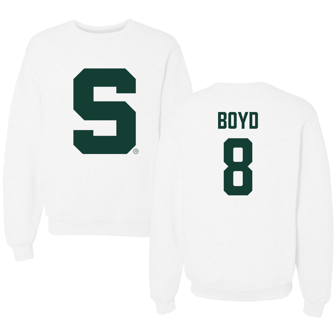 Michigan State University Football White Crewneck - #8 Evan Boyd