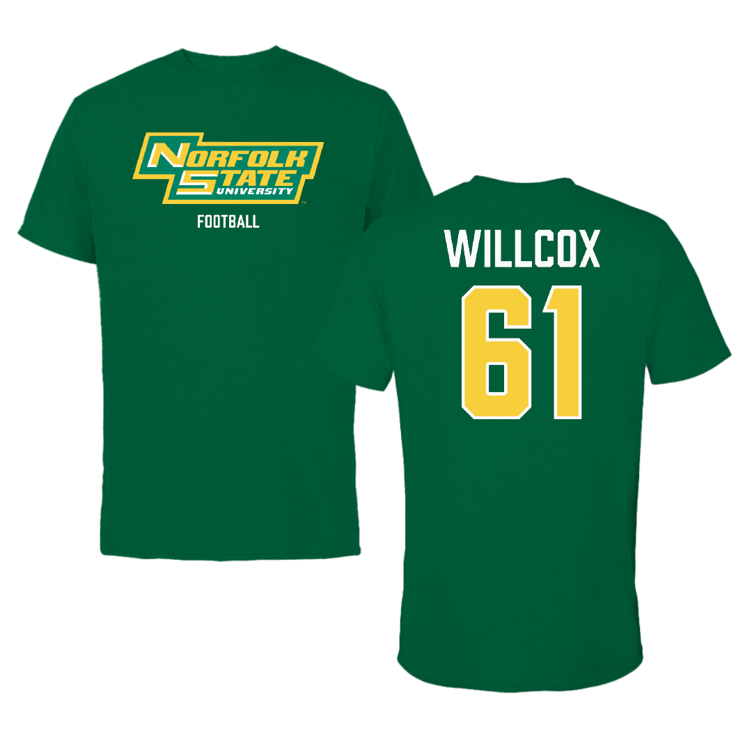 Norfolk State University Football Green Tee - #61 Grandin Willcox
