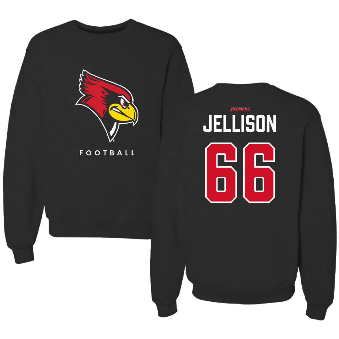 Illinois State University Football Black Mascot Crewneck - #66 Brayden Jellison