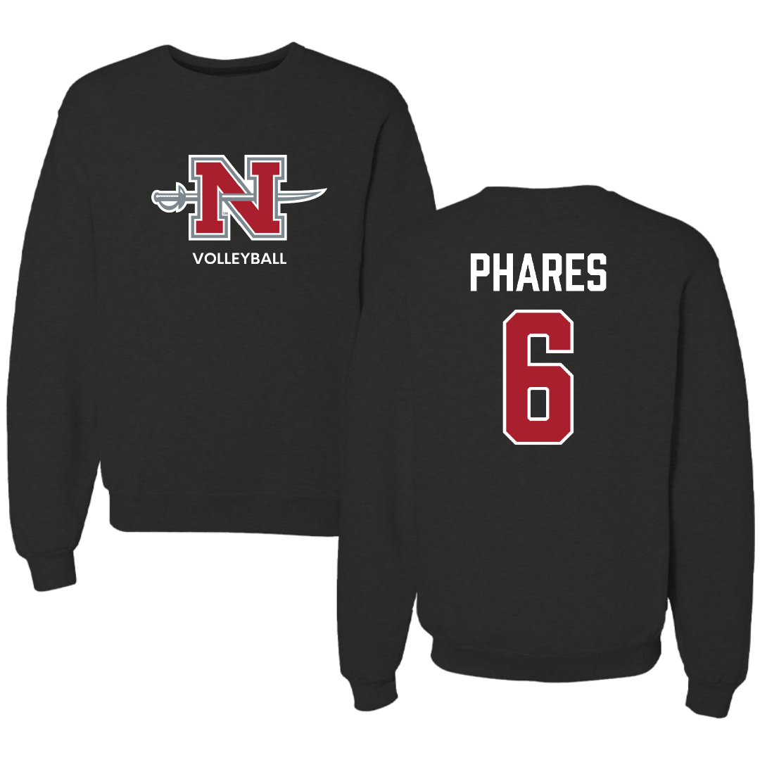 Nicholls State University Volleyball (W) Black Mascot Crewneck - #6 Addison Phares
