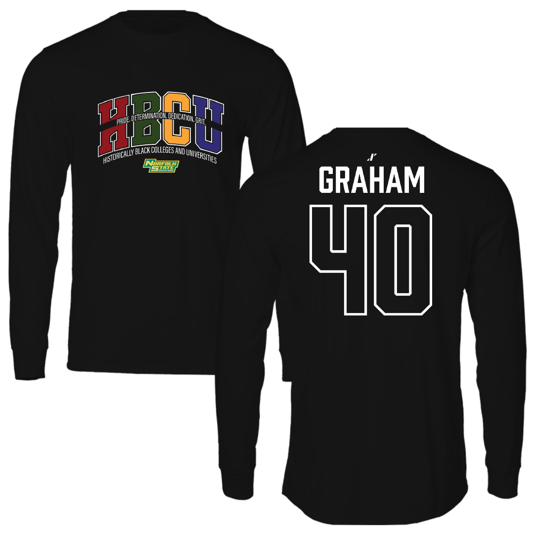 Norfolk State University Football Black HBCU Long Sleeve - #40 Xavier Graham