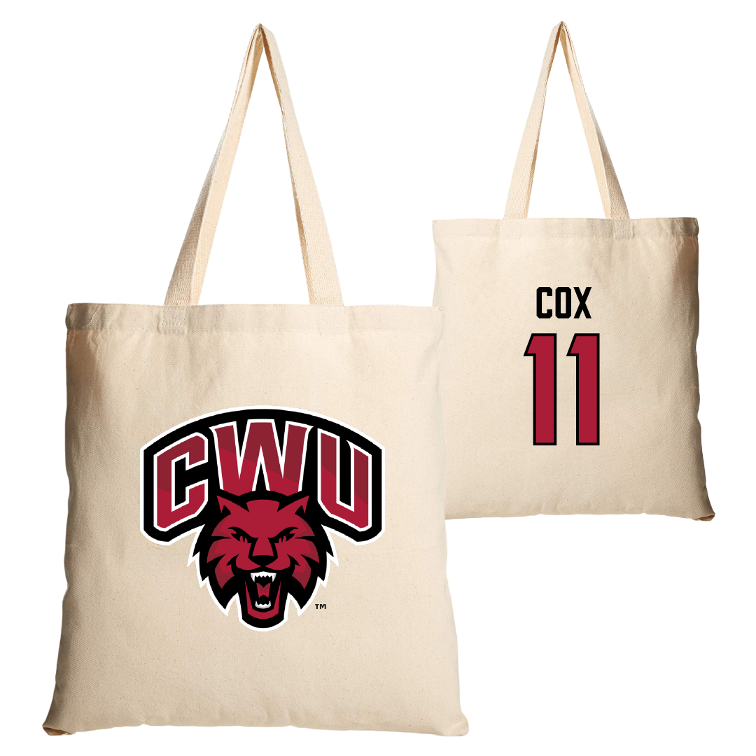 Central Washington University Volleyball Tan Canvas Tote Bag - #11 Lacy Cox