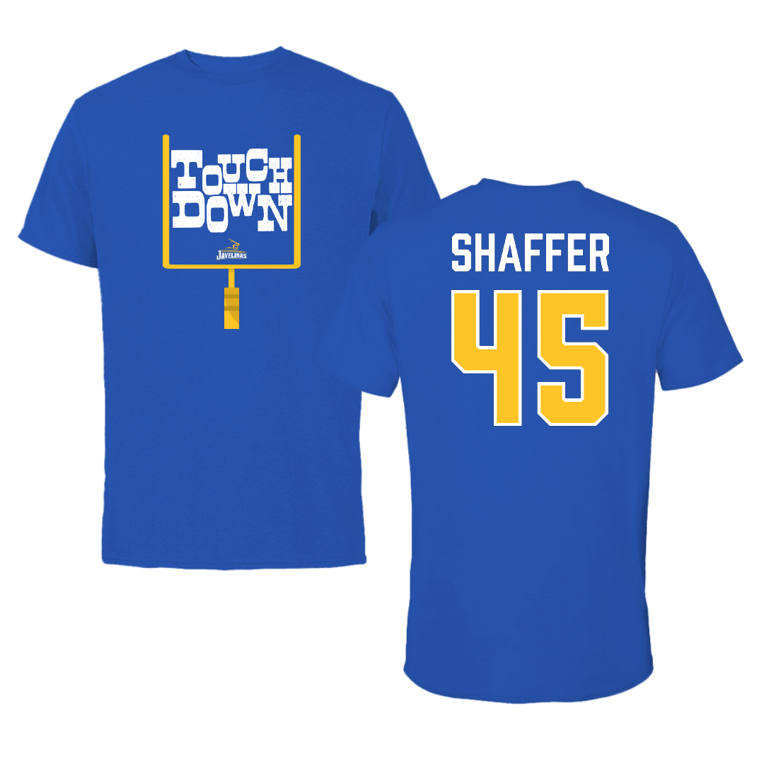 Texas A&M University-Kingsville Football Blue Touchdown Tee - #45 Luke Shaffer