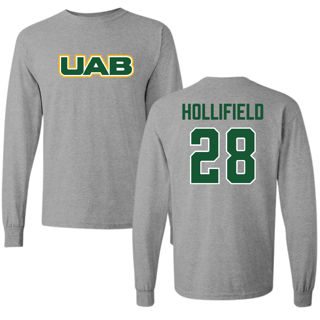 University of Alabama at Birmingham Baseball Sport Gray Long Sleeve - #28 Nicholas Hollifield
