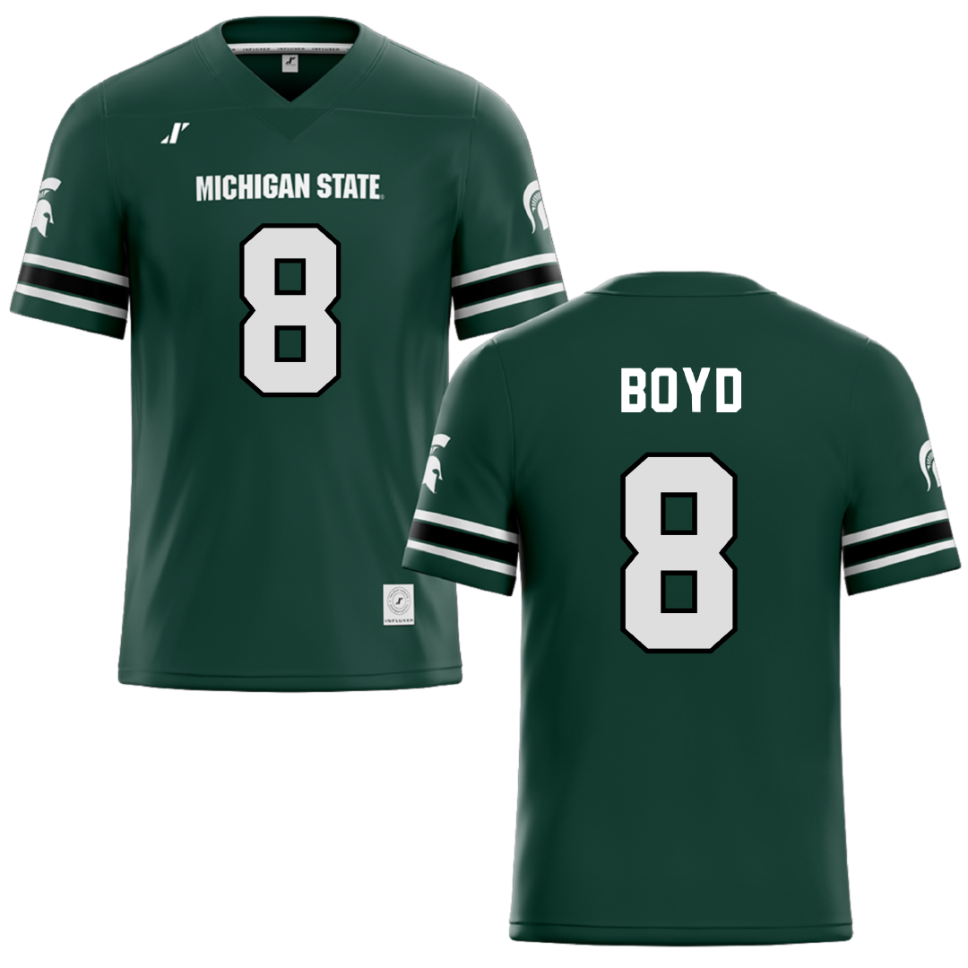 Michigan State University Green Football Jersey - #8 Evan Boyd