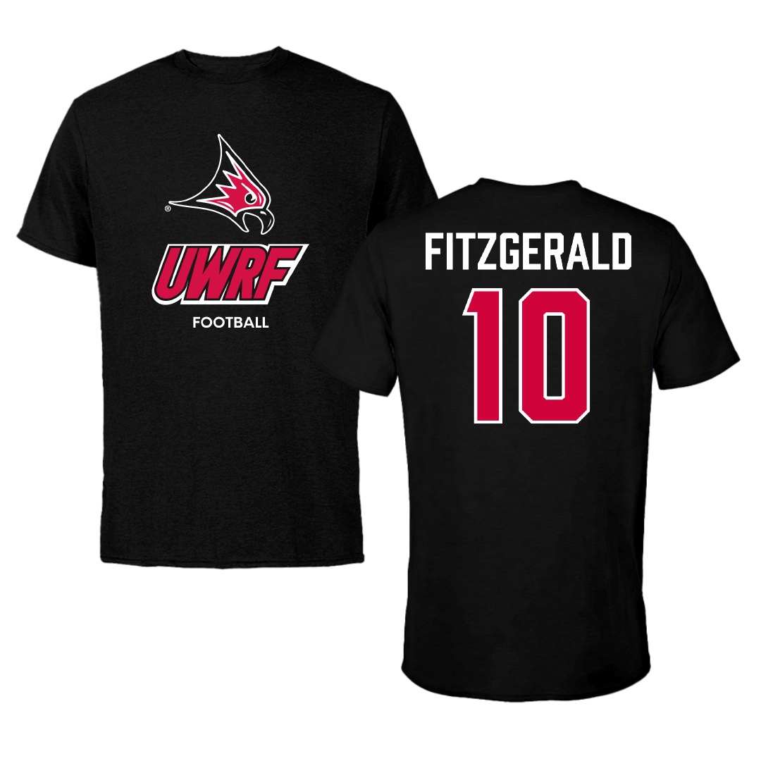 University of Wisconsin-River Falls Football Black Tee - #10 Cade Fitzgerald