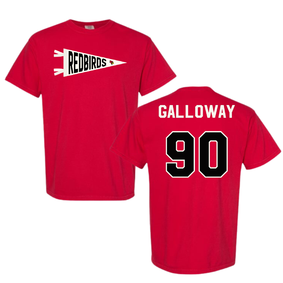 Illinois State University Football Red Pennant Comfort Colors Tee - #90 Greg Galloway