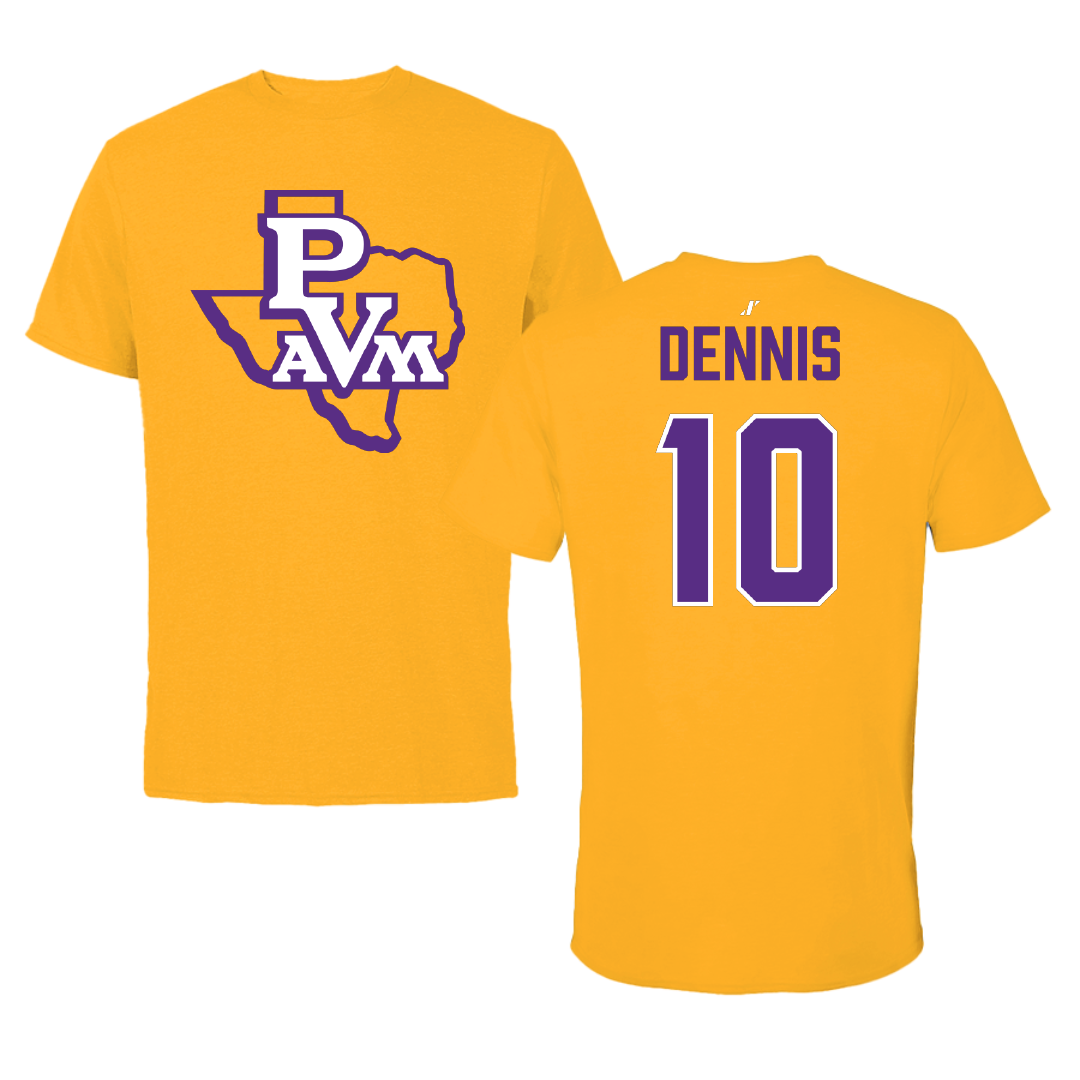 Prairie View A&M University Football Gold Tee - #10 Andre Dennis