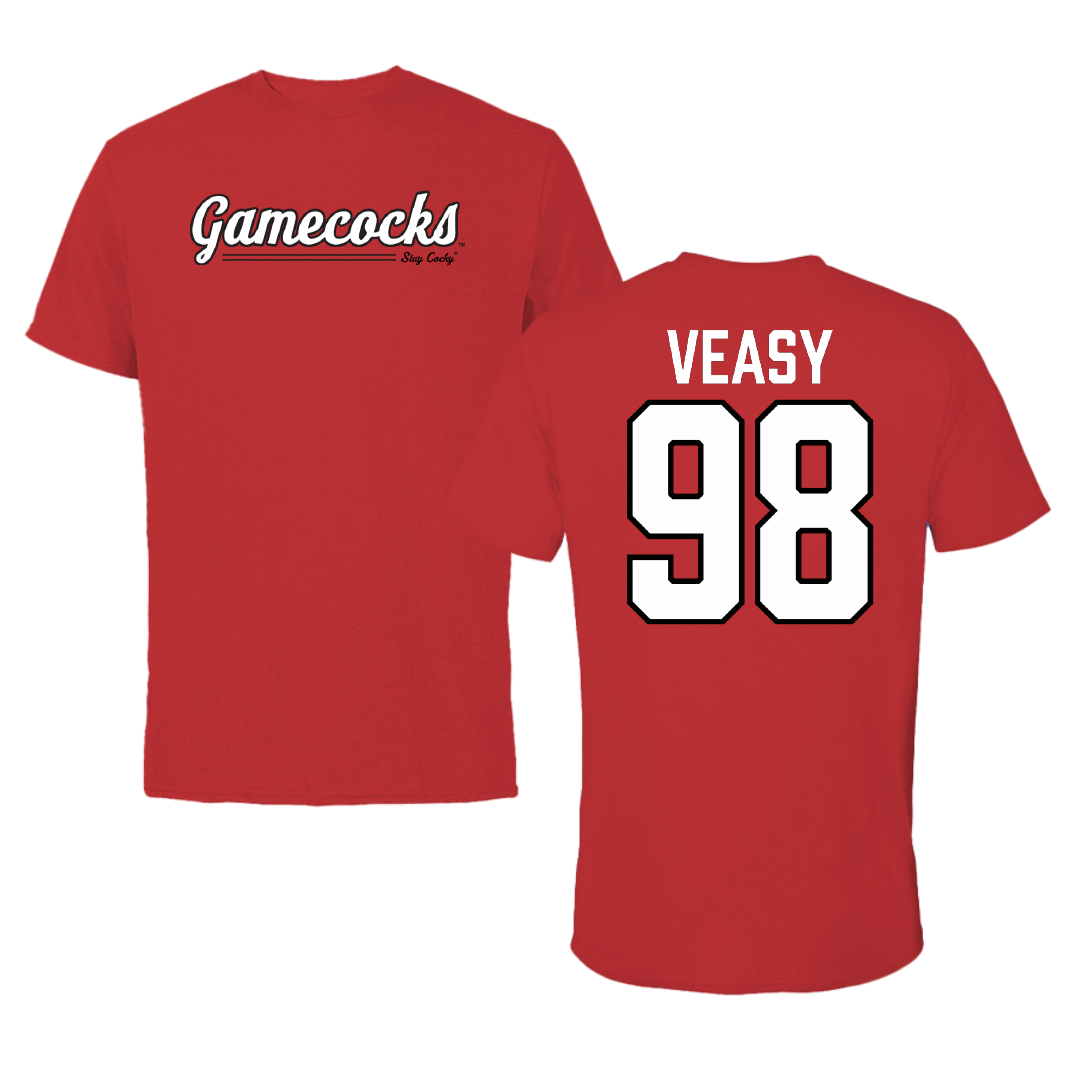 Jacksonville State University Football Red General Performance Tee - #98 Jackson Veasy