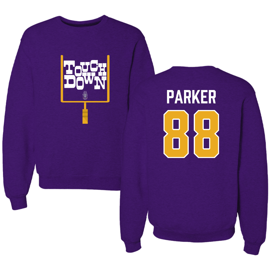 University at Albany Football Purple Touchdown Crewneck - #88 Chad Parker