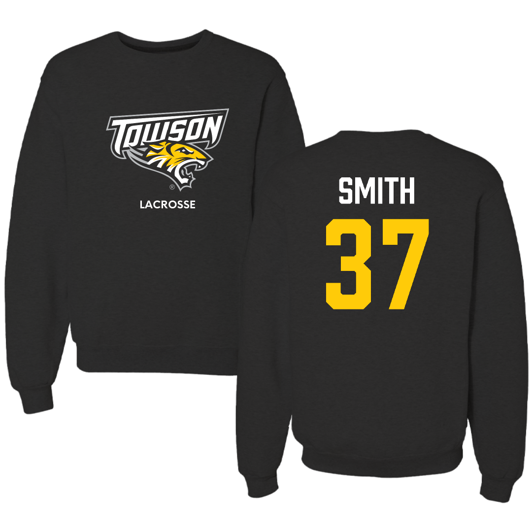 Towson University Lacrosse (M) Black Crewneck - #37 Elijah Smith