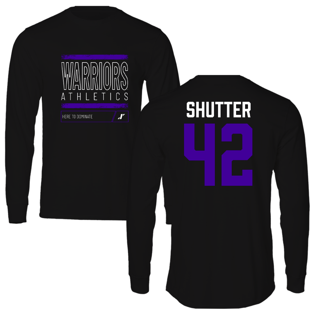 Winona State University Football Black Dominate Performance Long Sleeve - #42 Sam Shutter