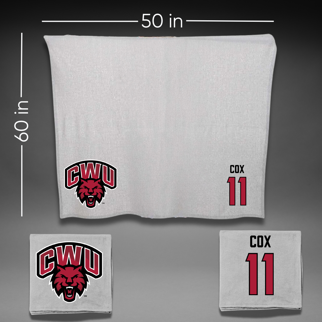 Central Washington University Volleyball Gray Blanket - #11 Lacy Cox